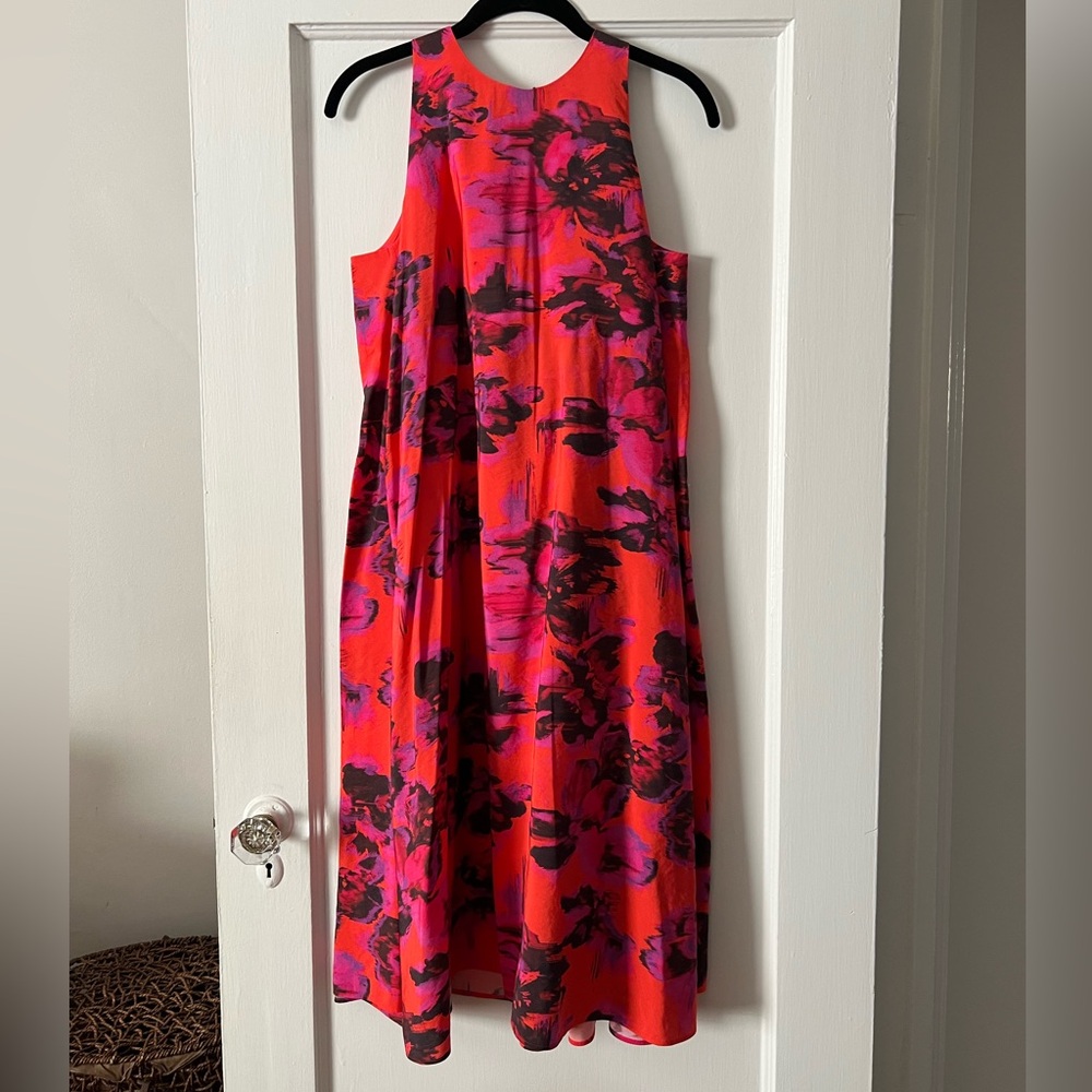 COS Vibrant Red and Pink Floral Dress. Size 4
